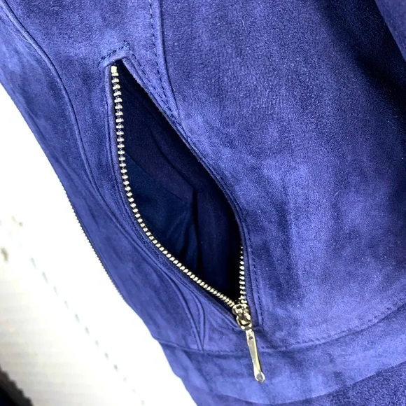 🚫SOLD! NWT🤩|•WHBM•| Navy Suede Moto Jacket* - Picture 13 of 16